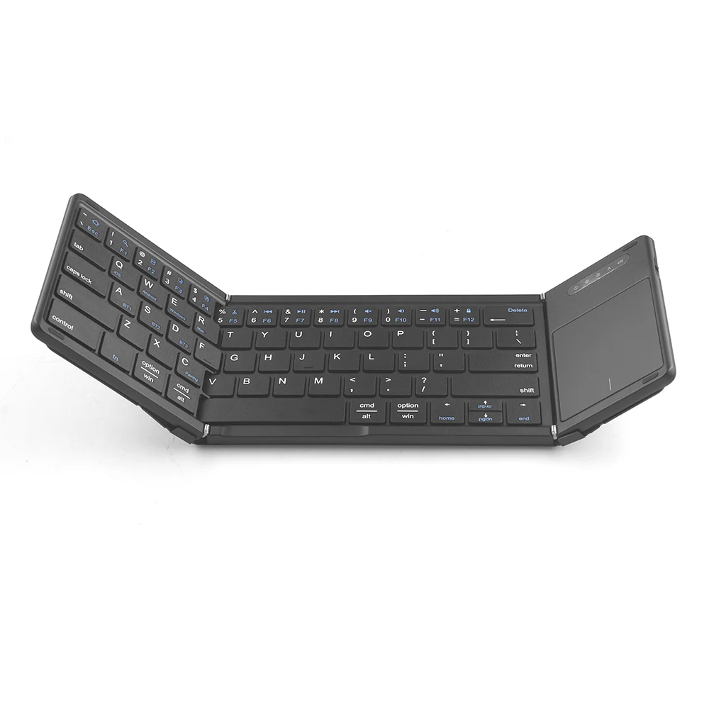 B077T Slim Folding Keyboard Portable Mini Foldable BT Wireless Keyboard with Mouse Touchpad for Android Laptop Pc