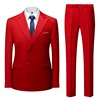 Red 2 piece trousers set gentleman suit