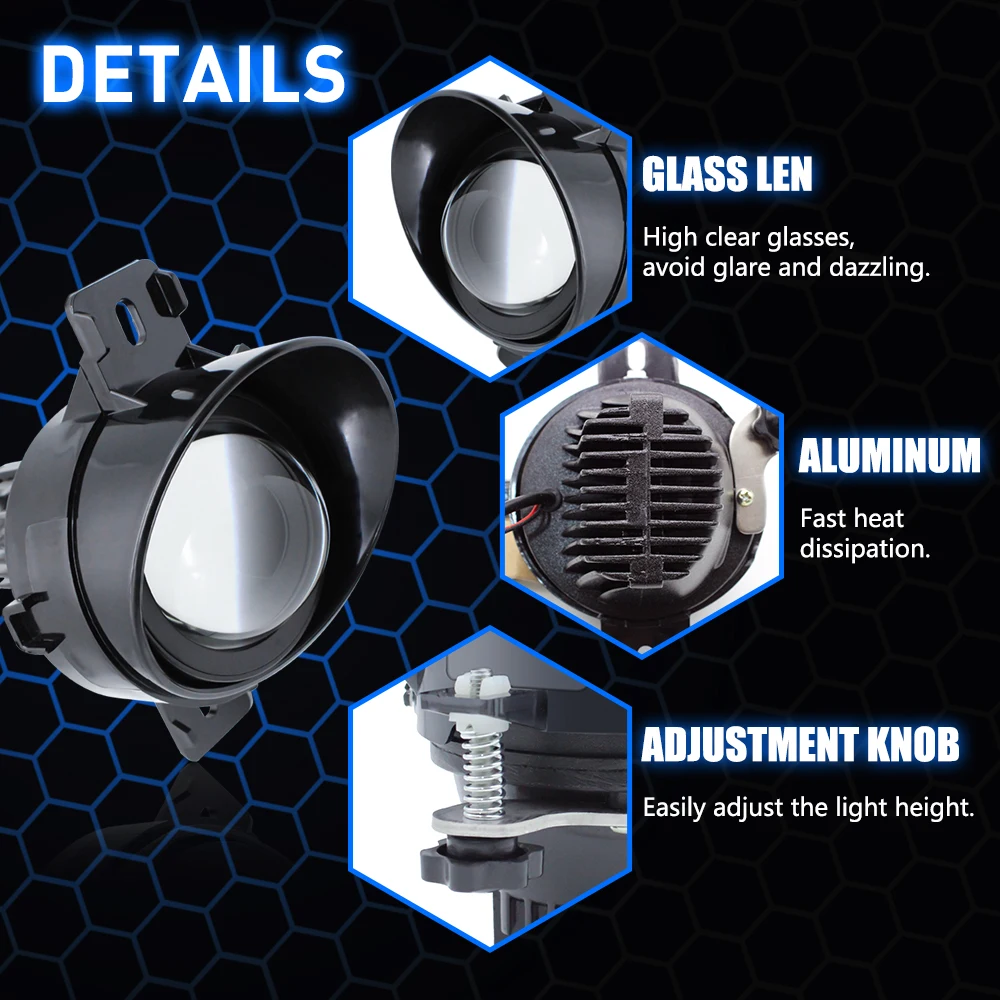 3.0 Inches Bi LED Projector Lens Fog Light Optical Auto Accessories Replacement Fog Lamp for NISSAN CAMRY TOYOTA CRUZE COROLLA