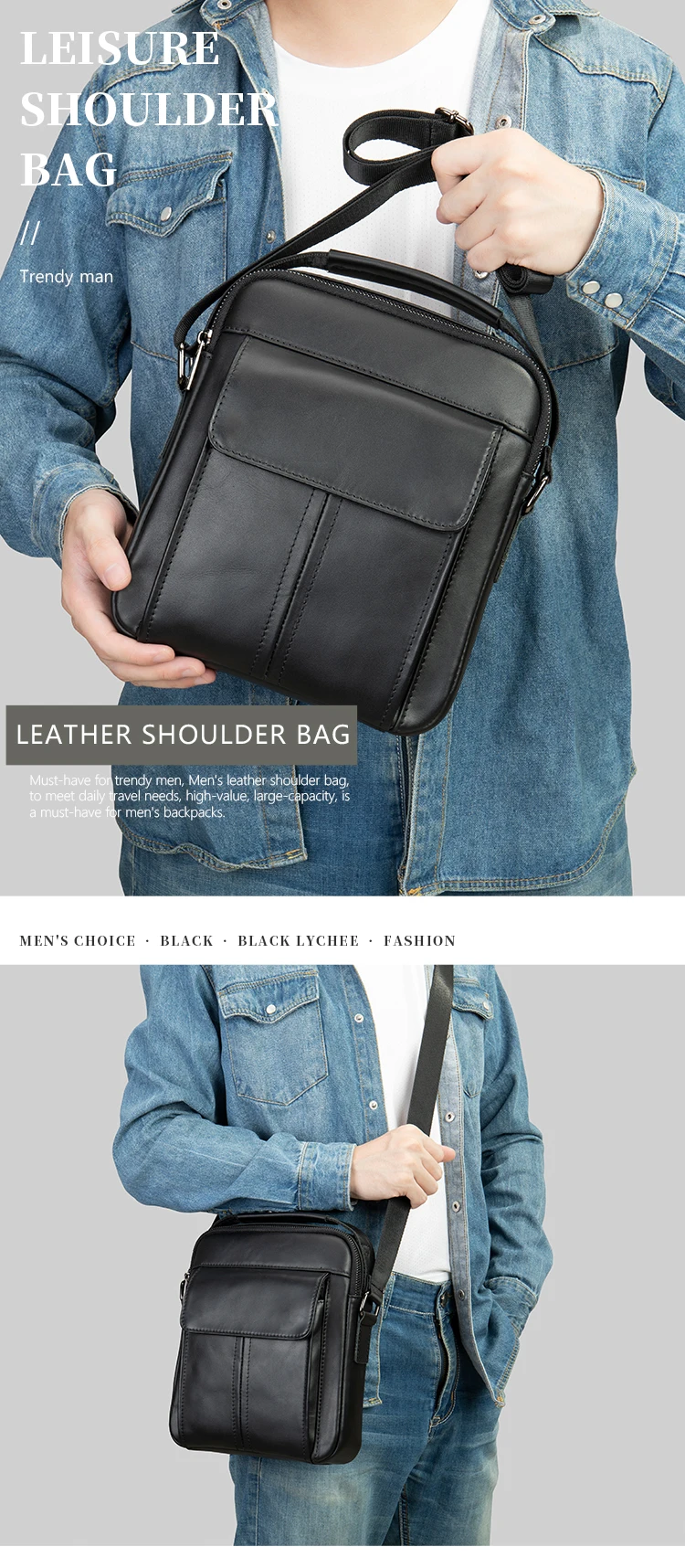 Marrant Men Genuine Leather Shoulder Bag Crossbody Purse Leather