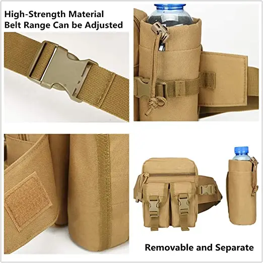 Flintronic Marsupio Cosciale Tattico Militare, Multifunzionale Drop Leg Marsupioper Campeggio Escursionismo Ciclismo Viaggio Trekking Con Borsa per Bottiglia D'acqua Rimovibile