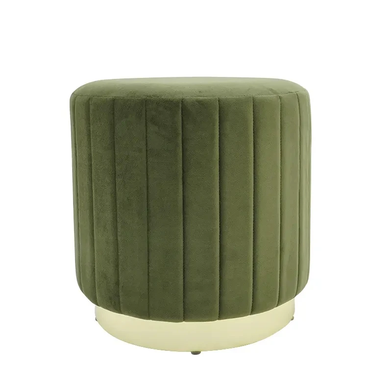 Round Velvet Ottoman Pouf Living Room Stool Foot Stool