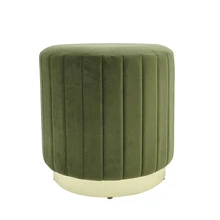 Round Velvet Ottoman Pouf Living Room Stool Foot Stool