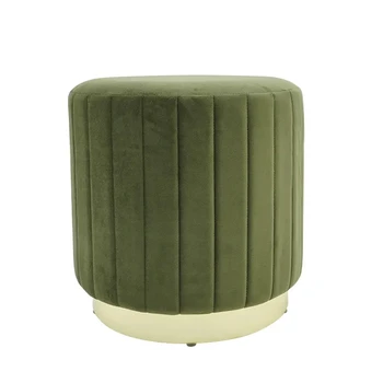 Round Velvet Ottoman Pouf Living Room Stool Foot Stool