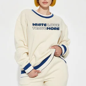 Manufacturer Custom Women's 100% Cotton Sweatshirt Heavyweight 500GSM Crew Neck Embroidered Logo Sweatshirt