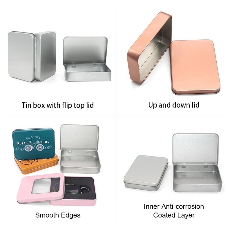 Food Grade Metal Beauty Tool Box Empty Hinged Household Storage Box Hinged Candy Container Tin