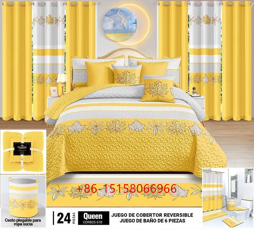 Drop De Lit En Coton Quilt Bedding Set With Curtains 24 Pieces - Buy ...