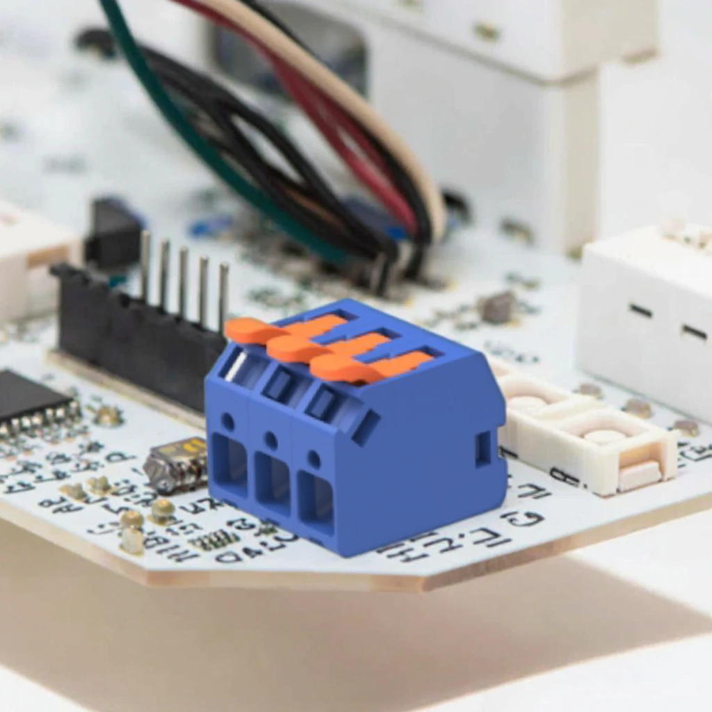 3-Полюсные клеммные блоки печатной платы синего цвета и разъемы печатной платы с рычагами для электрических устройств