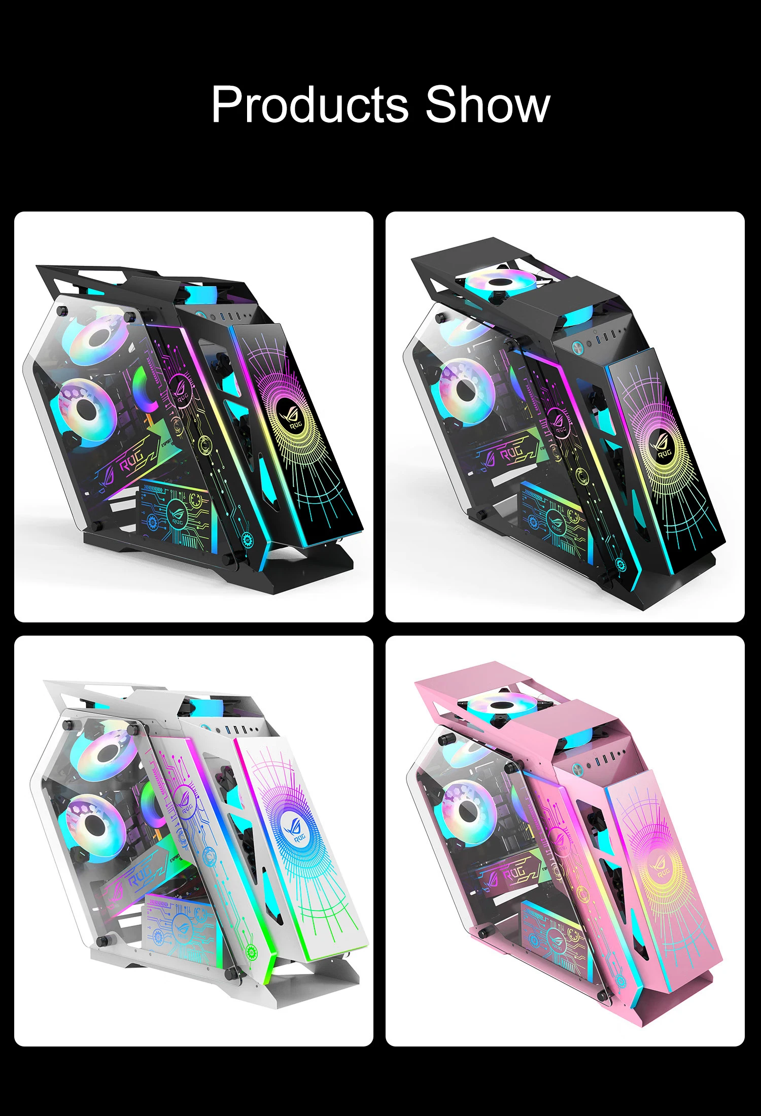 OEM Desktop Gaming PC Case with Tempered Glass Side Panel