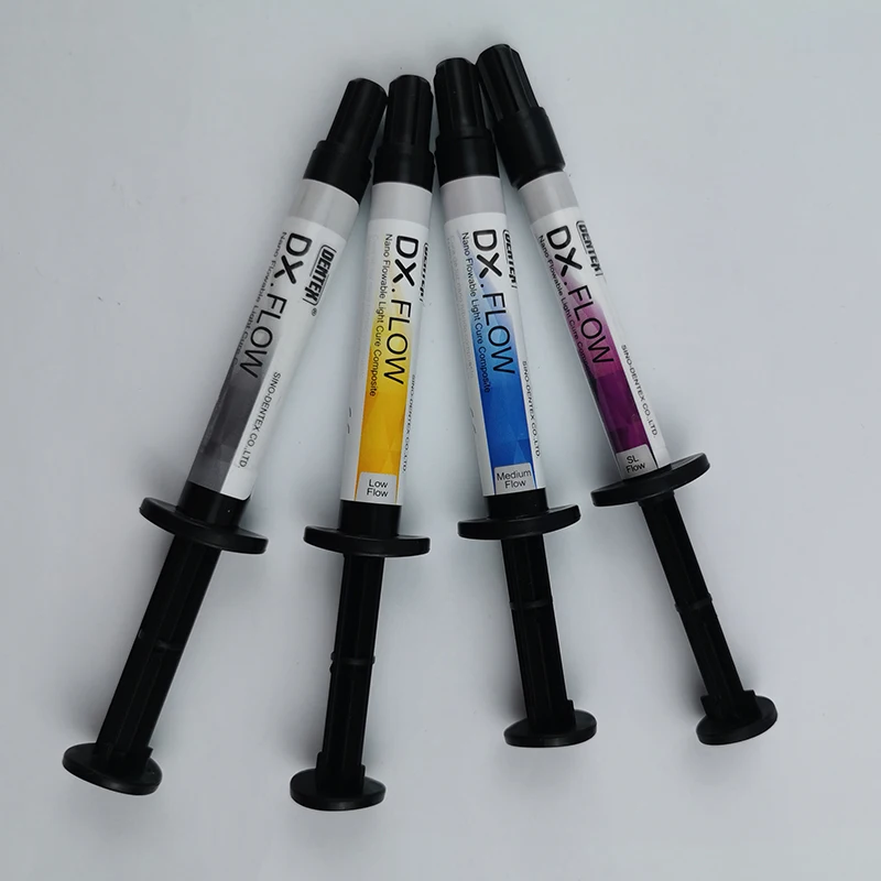 Dental Micro Hybrid Flowable Vlc Light Cure Resin Composite 4 Syringe