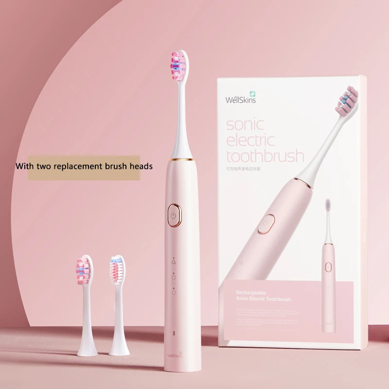 Электрическая зубная щетка Wellskins, трехскоростная USB зарядка, долгий срок службы батареи IPX7, водонепроницаемая перезаряжаемая электрическая зубная щетка