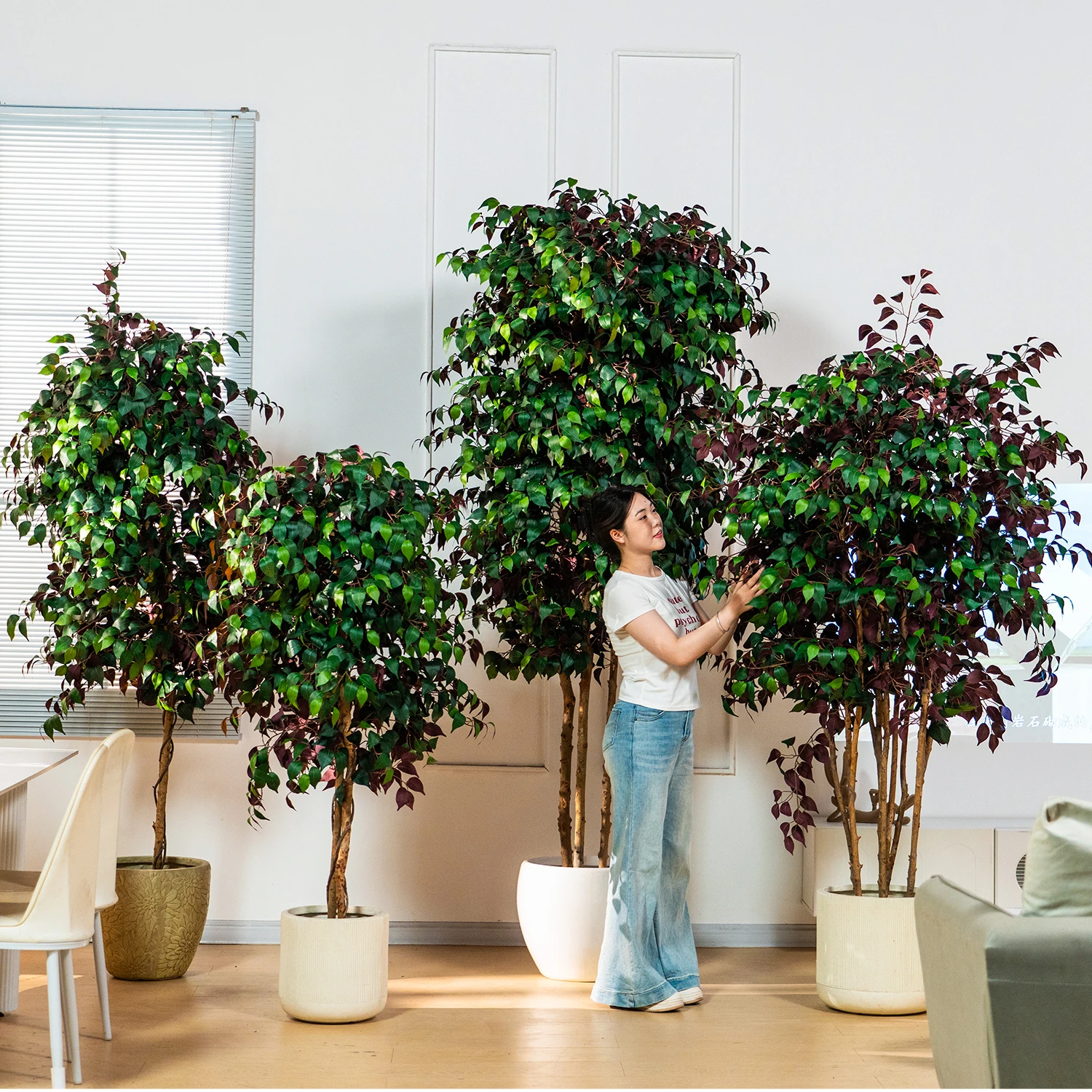 High Quality Indoor Artificial Fig Tree Bonsai Durable Plastic Faux Plant for Home Office Decor for Birthday Landscape Design