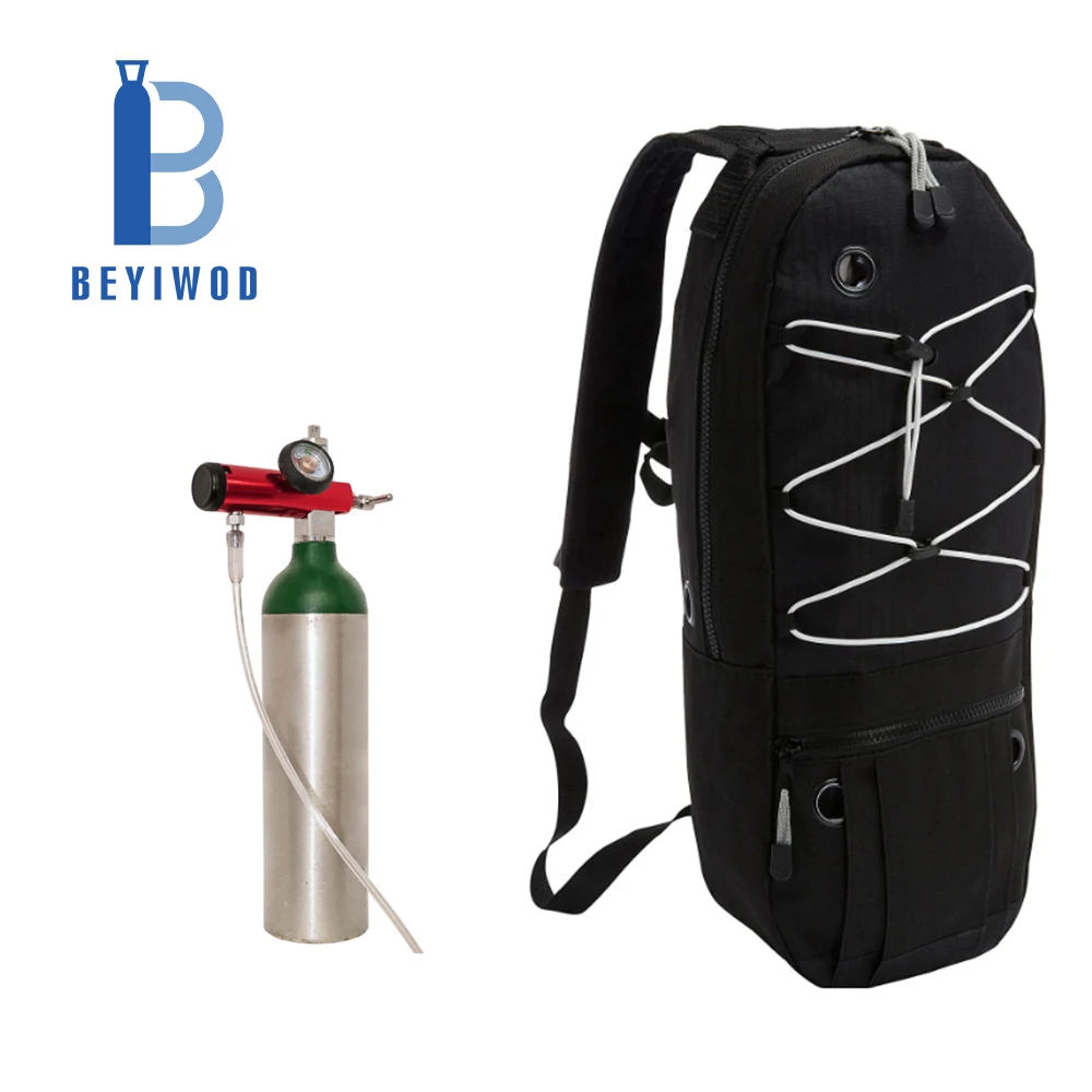 Material steel aluminum portable oxygen gas cylinder with regulator and backpack