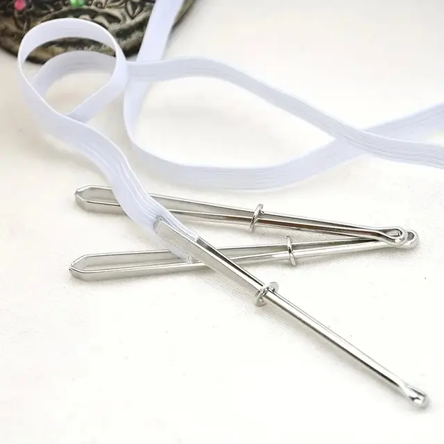wholesale elastic threader tweezers metal easy pull waistband drawstring threader for sewing