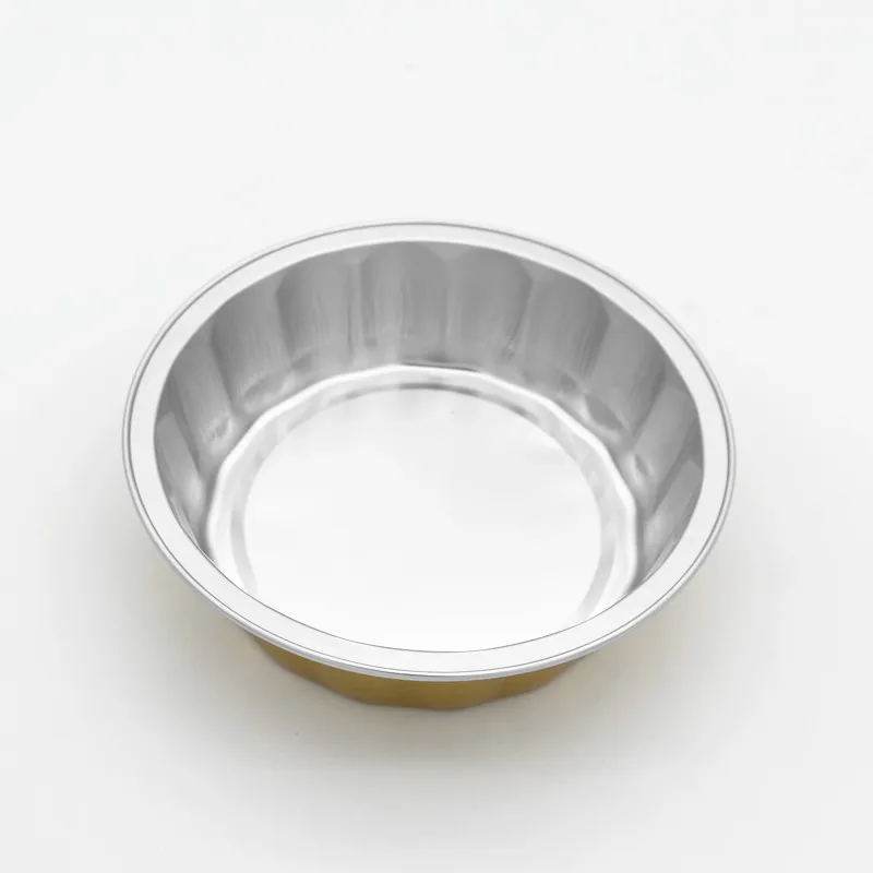 product customable colorful smoothwall 420ml food packaging restaurants takeaway bakery baking round aluminium foil containers with lid-1