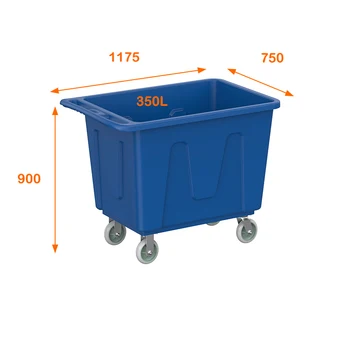 350L Commercial Laundry Equipment Plastic Laundry Cart Storage Basket Cargo & Storage Solution for Hotels and Restaurants