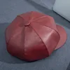 Red leather octagonal hat