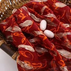 Silk lurex jacquard fabric pure silk chiffon metallic silk chiffon fabric gold NO 4