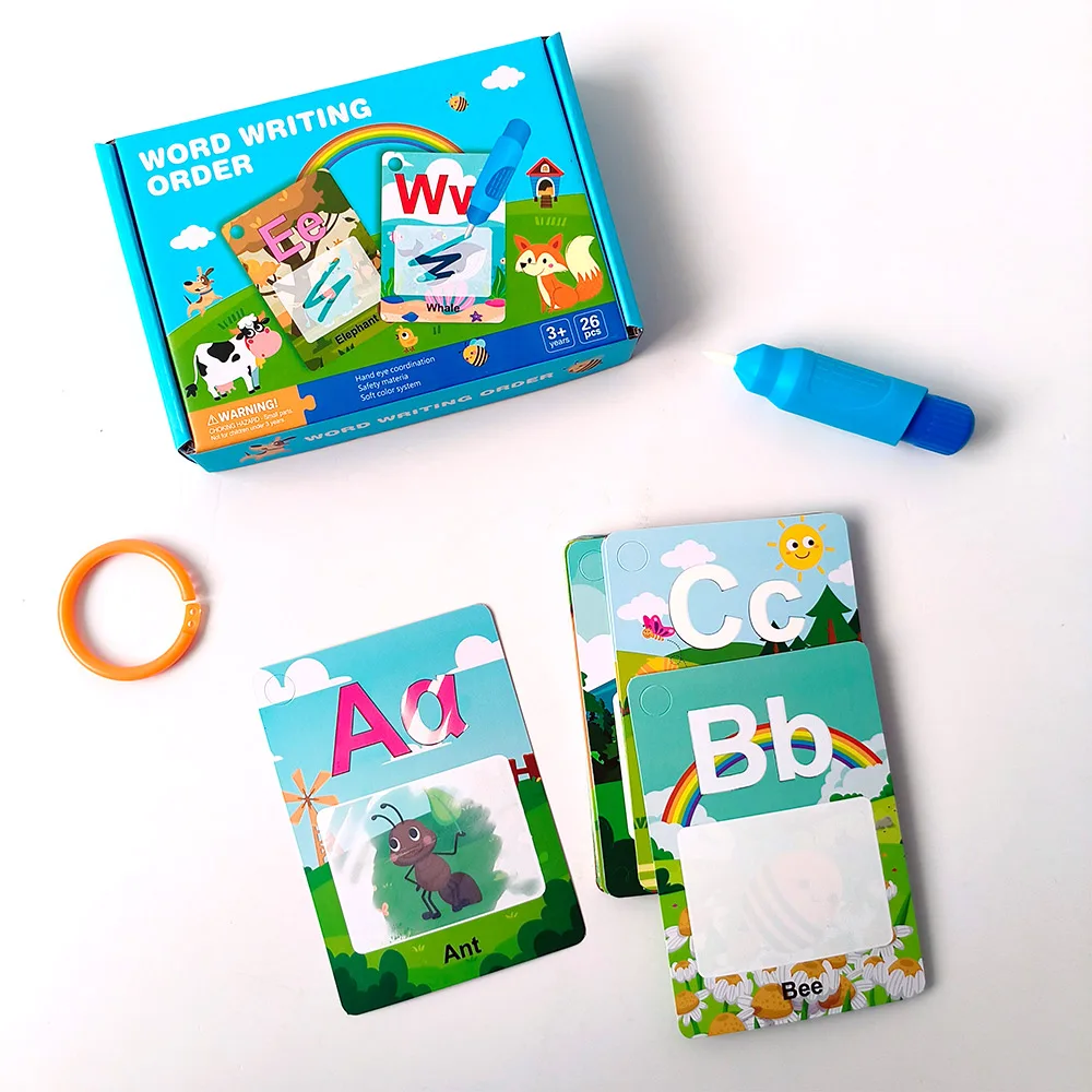 Custom Colouring Books Word Writing Order With Erasable Pens Learning Flashcards for Kids Toys Cardboard Box