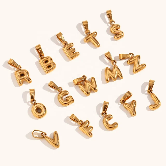 Dingran New Fashion Stainless Steel Jewelry 18K PVD Gold Plated  Letter Charms Jewelry fashion jewelry pendants & charms