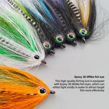Multi-color Big-eye PVC Imitation Bait with Streamer, Mid-water Trout Fly Fishing Lure, Durable High Carbon Steel Fly Tackle – Lure – view 2