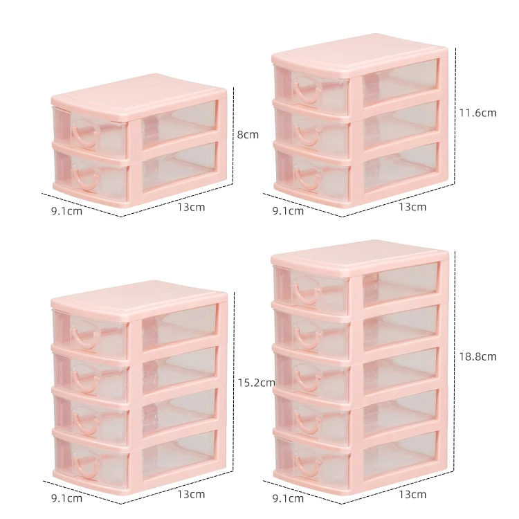 ITEM NO.3303  Factory OEM ODM 2/3/4/5 layers Home Office Desktop Mini Cosmetic Organizer Box Makeup Plastic Drawer Storage Box