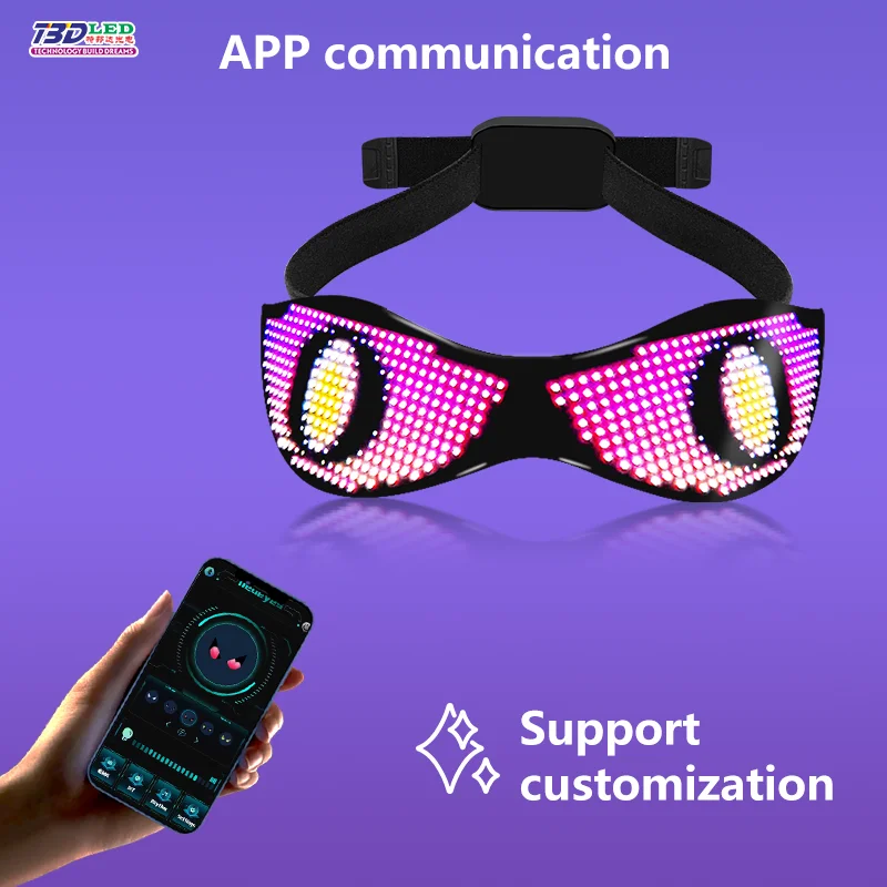 Smart APP Control Rechargeable DIY Glowing LED Glasses Christmas Birthday Party Glasses Night Club Cool Shinning LED Glasses
