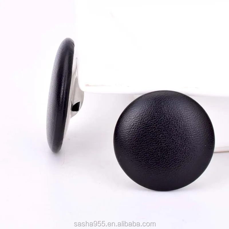 Black Leather Button. Black Leather Covered Button 