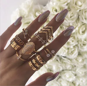 Boho Midi Knuckle Ring Set for Women Crystal Geometric Finger Rings Fashion Bohemian Jewelry