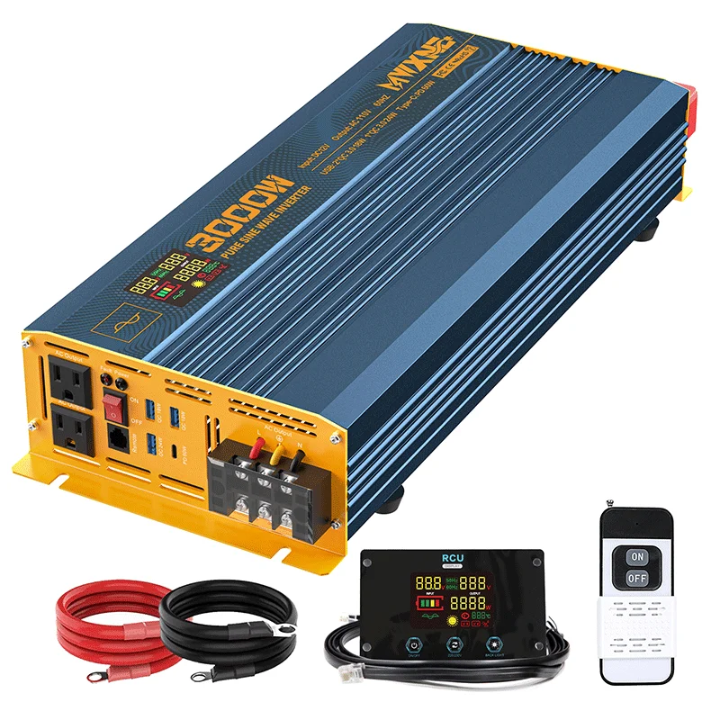 Us Warehouse DC Power Converter Fast Charging Type-C 1000w 2000w 3000w Pure Sine Wave Inverter With 7 Devices Use at Once
