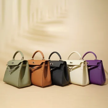 Genuine Leather Handbag Large Capacity Crossbody  Bag  Mobile Phone Purse Luxury Women'sTote with Adjustable Chain Strap