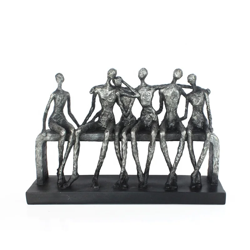 Wholesales Modern Resin Abstract Art Iron Cast Sitting Thinker Figurine For Home Decor