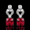 Red corundum ear studs
