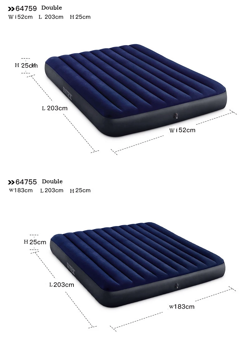 Intex 64756 Double Design Air Bed Inflatable Air Mattress with Built in Pump Air Mattress Home Furniture Foldable Blue Modern Alibaba