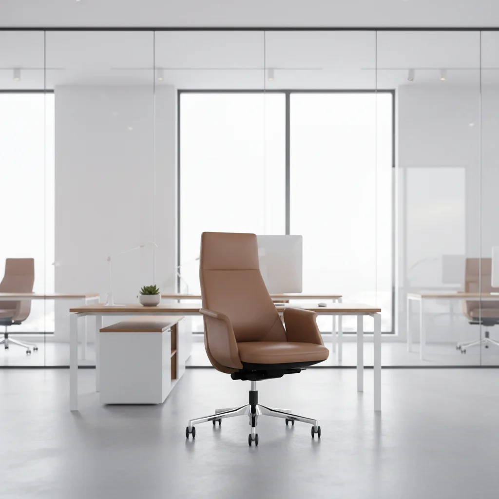 Luxury Modern Ergonomic Leather Executive Office Chair with Aluminium Base 3