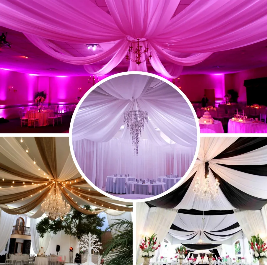 White Ceiling Drapes for Parties 1 Panels 9.3FTx54FT Sheer Fabric for Draping Chiffon Curtain Ceiling Backdrop Wedding Arch