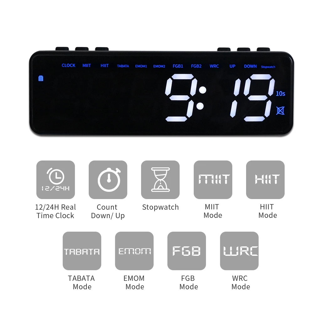 Portable Anytime Fitness Exercise Boxing Timer Digital Countdown Stopwatch Timer LED Display Sports Gym Training Interval Timer