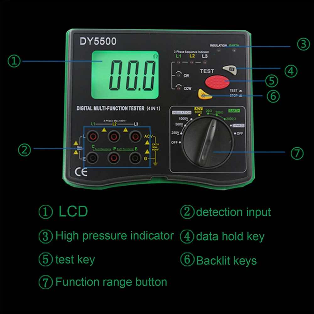 Duoyi Dy5500 4 In 1 Multifunction Digital Multimeter With Earth Ground ...