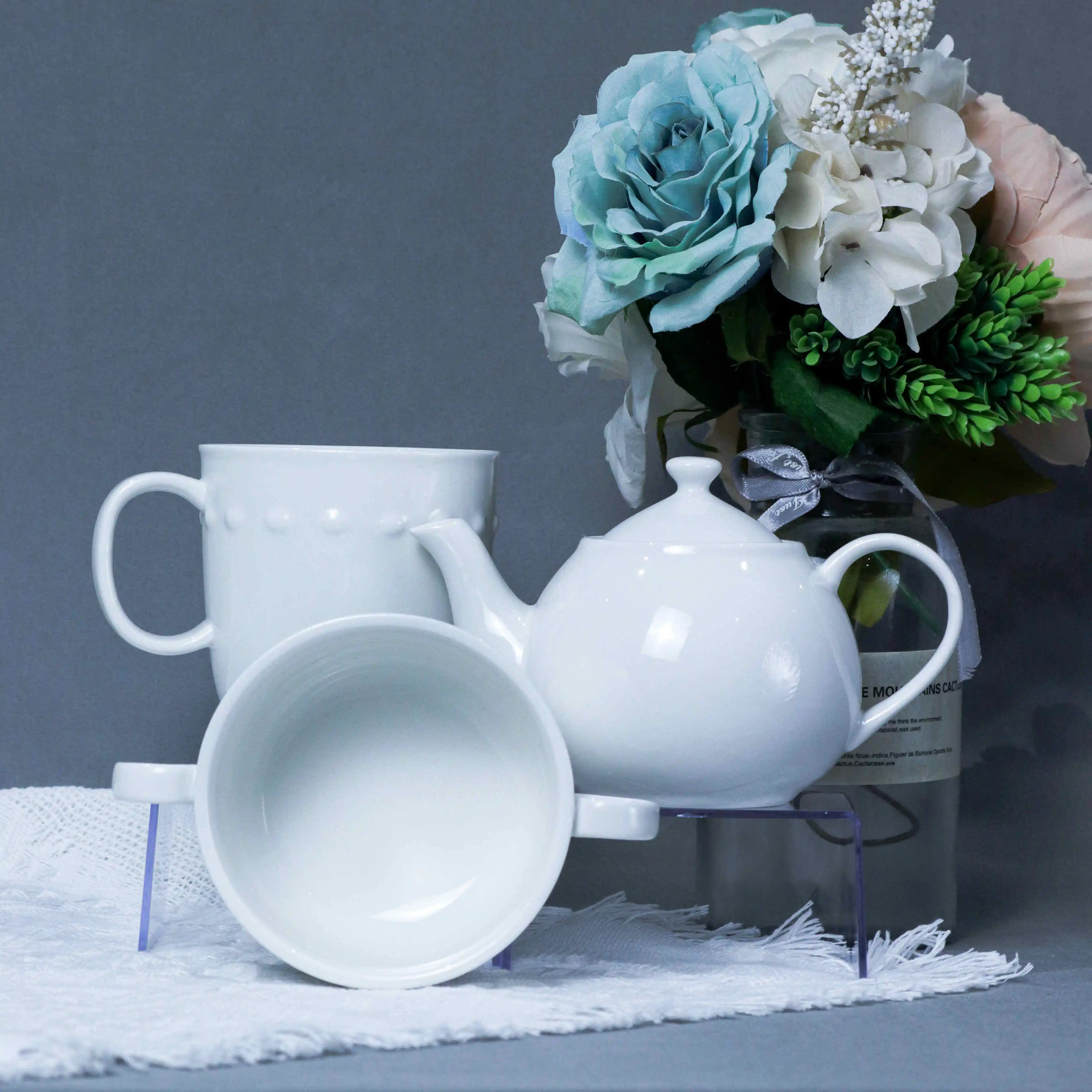 Jinbaichuan New Arrival Tableware Porcelain Cereal Bowl Ceramic Soup Bowl With Two Handle