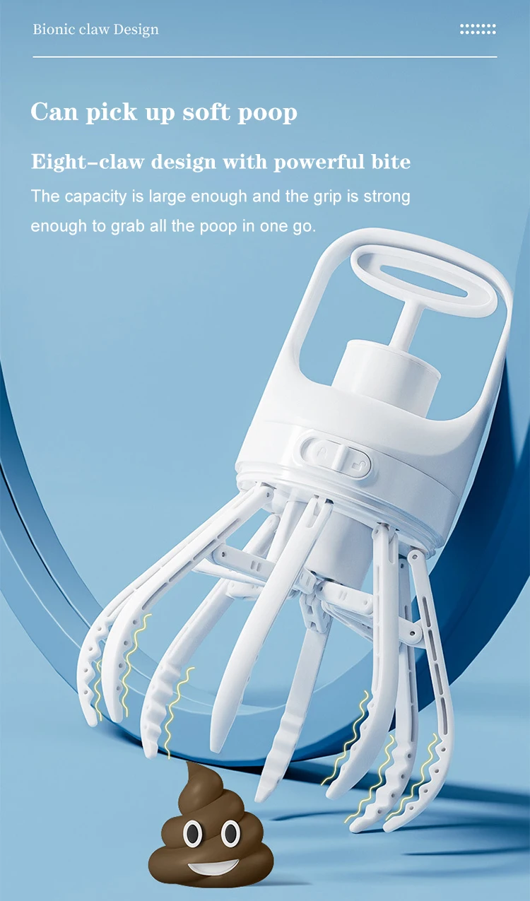 Portable Poop Scooper With Poop Bag Dispenser Light Weight Claw Waste