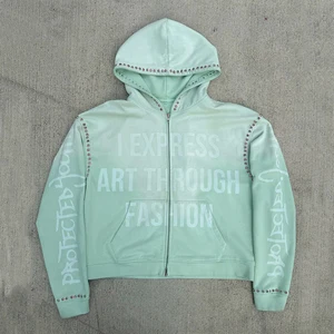 OEM Custom Zip-Up Sunfaded Hooded Women's Hoodie Heavyweight Cotton Vintage Washed Rhinestone Embellished Terry Huili Screen