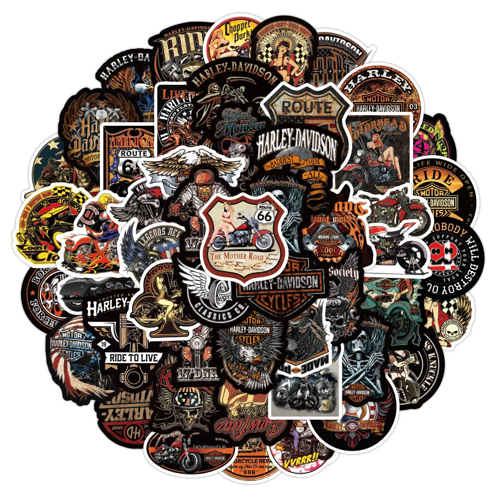 50PCS Retro Style Route 66 Sign Stickers Travel Guid for Helmet Motorcycle Body Decor