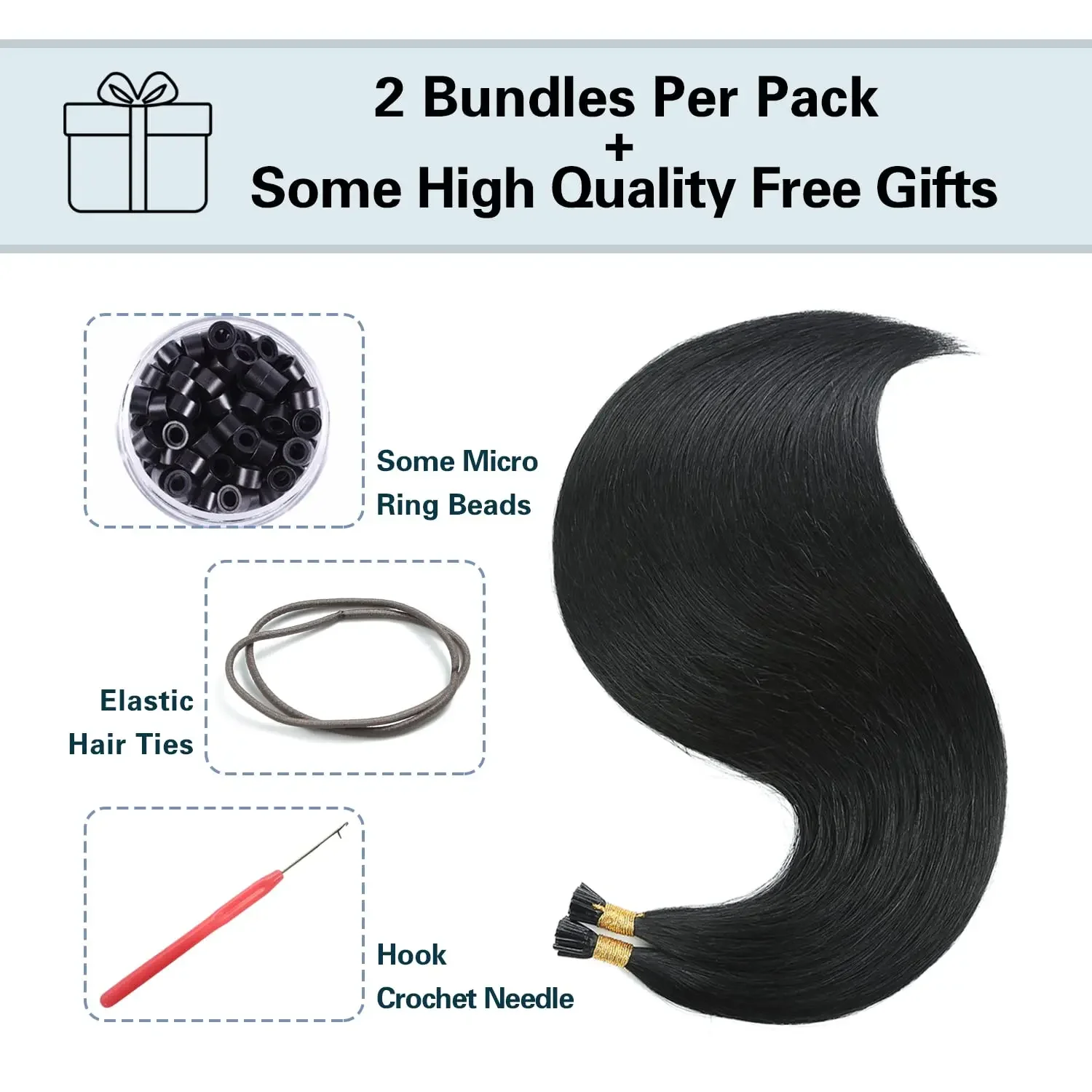 Natürliche schwarze I-Tip-Extensions aus menschlichem Haar_voghion.com