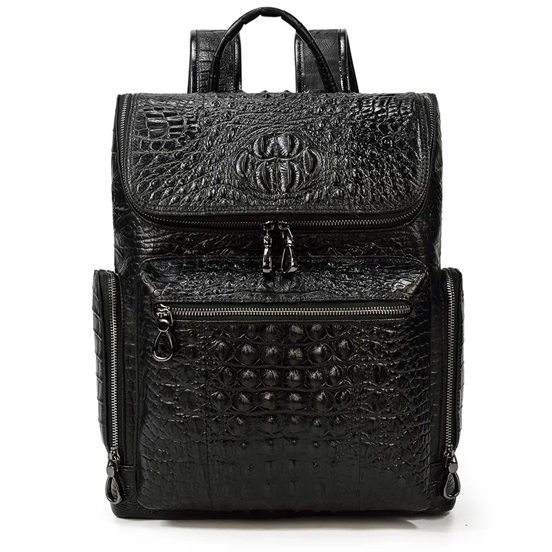 Korean fashion retro men's backpack Crocodile Leather Backpack Travel Bag men's and women's schoolbag notebook computer bag