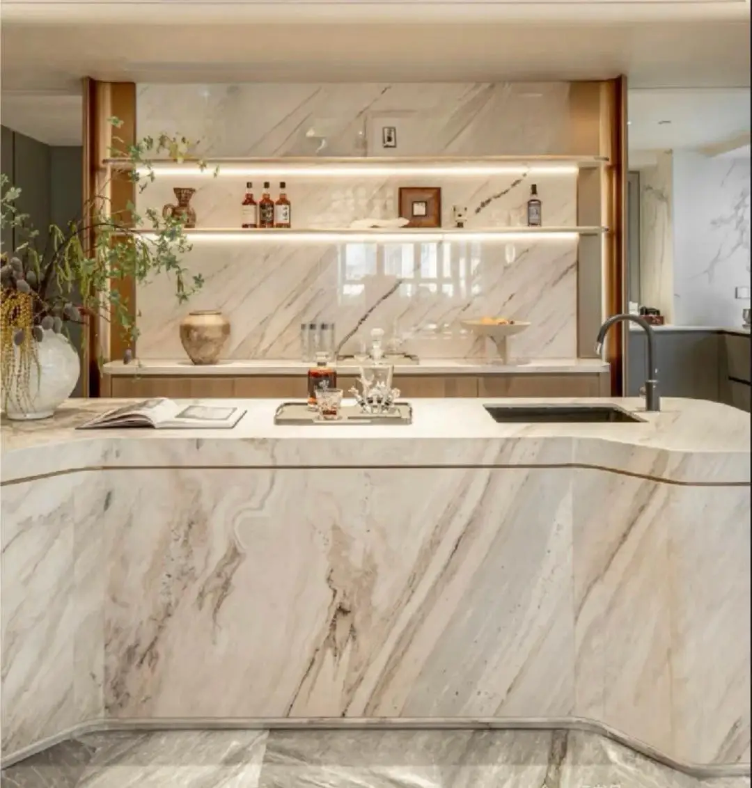 Palissandro White Marble Countertop Luxury Natural Marble Countertops, Vanity Tops & Table Tops Design for Hotel Reception Desk