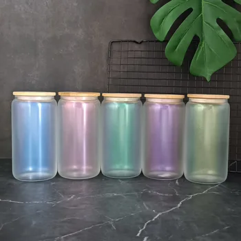 Libbey Glass Iridescent Cans | Sublimation Beer Cans | 16oz