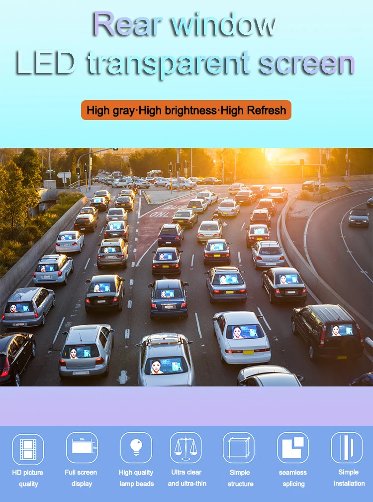 Transparent Led Car Rear Window Display for Car Advertising Taxi P2.6 led display Screen