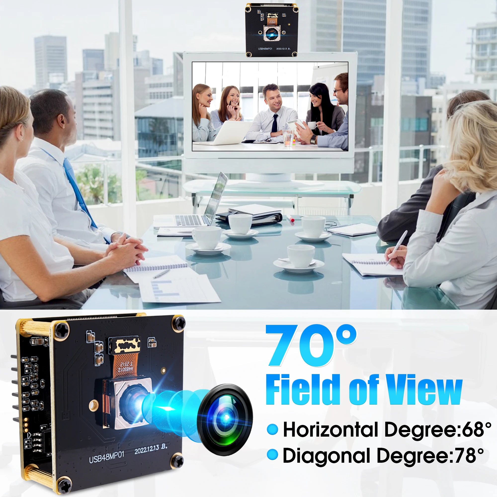 200ms Fast Autofocus Mini CCTV Webcam USB 8K 48MP No Distortion 70ded Lens Industrial Small Camera for Recognition Scanning