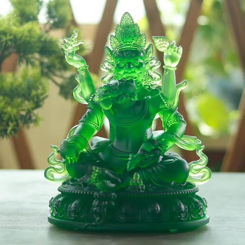 New 2024 God of Wealth with Five Surnames Glass Buddha Statue for Homes/temples