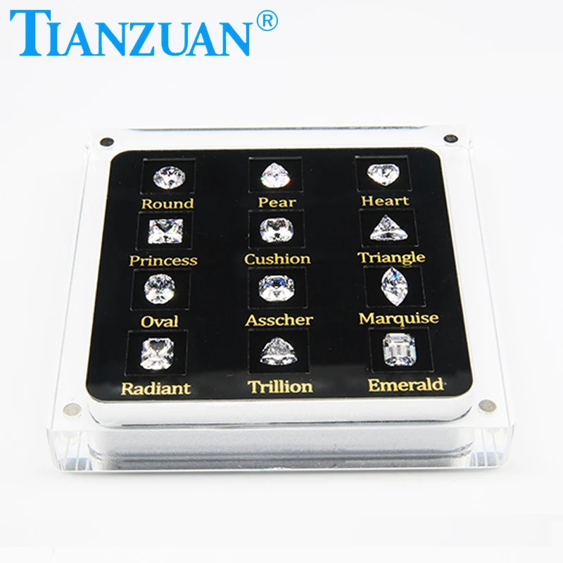 12 Shapes of Cubic Zirconia Loose Gemstone Display Tools Box Diamond Tester Master Set Cz Stone